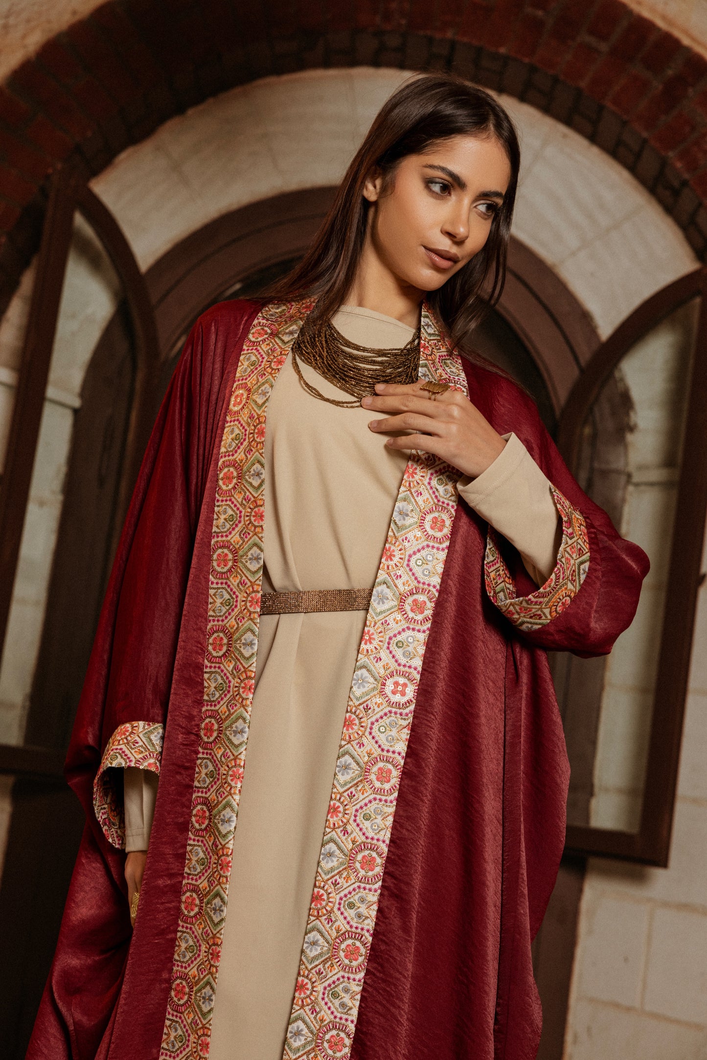 BURGUNDY SHIMMER KAFTAN