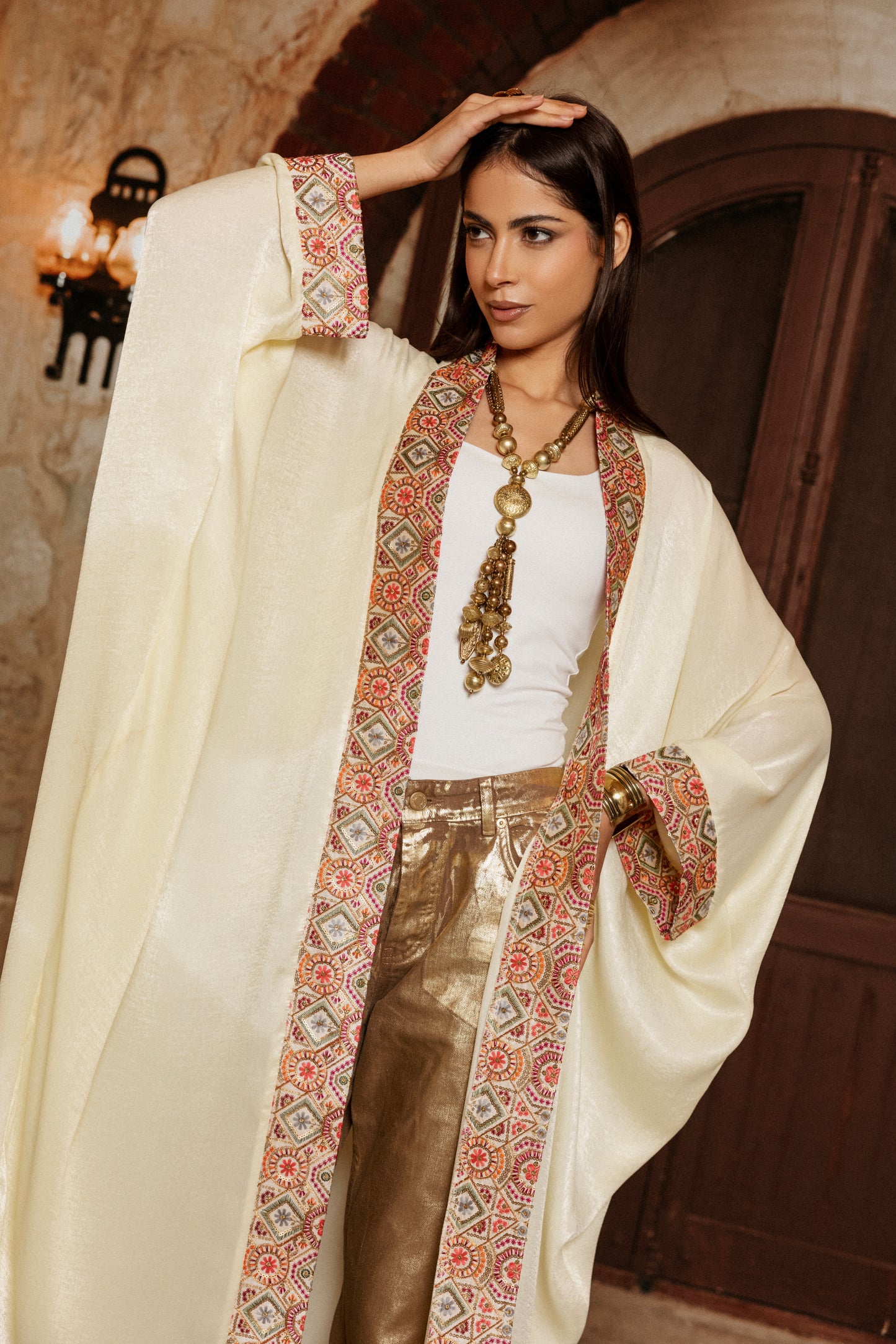YELLOW SHIMMER KAFTAN