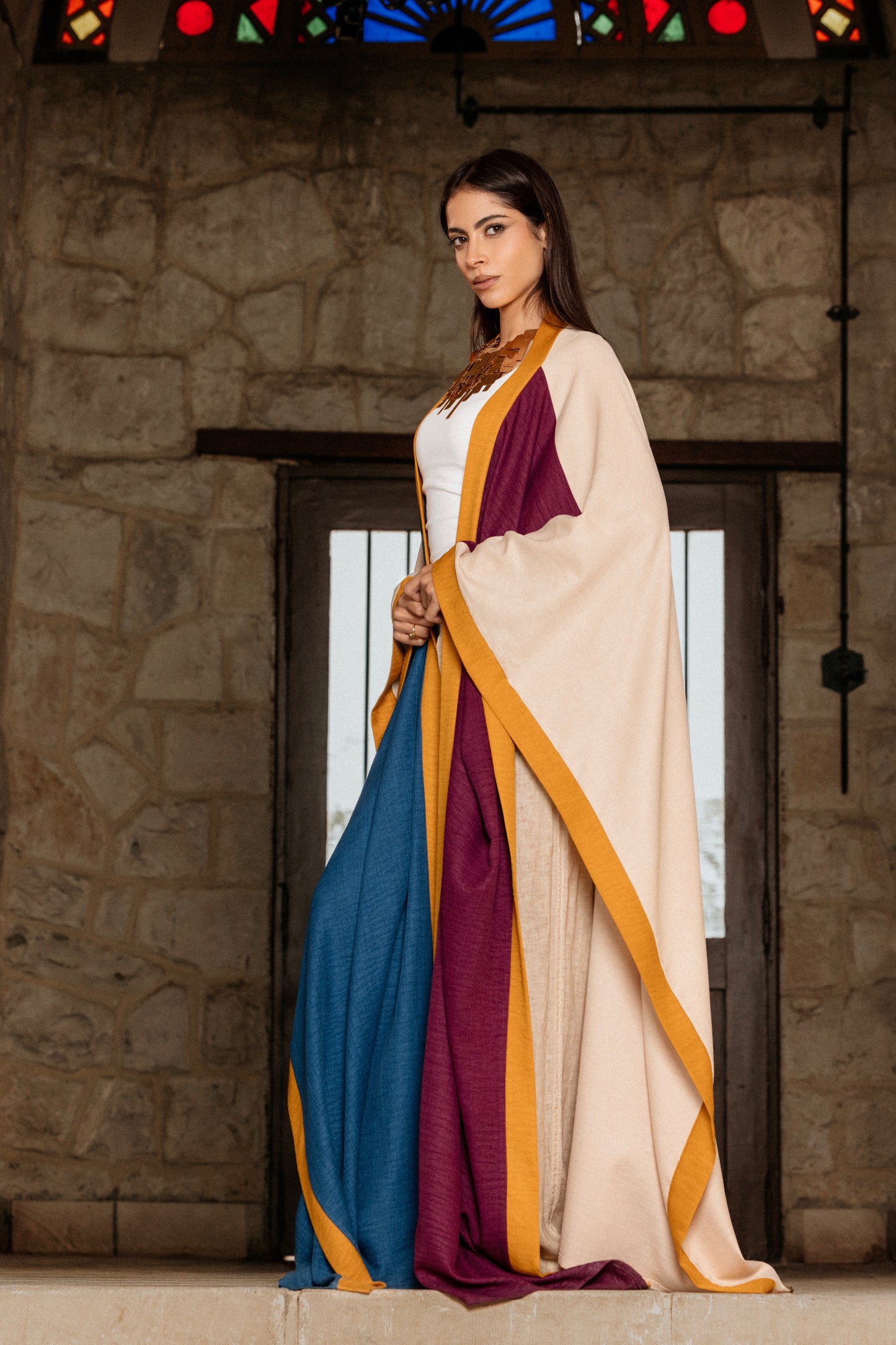 BLUExPURPLE COLORBLOCK KIMONO