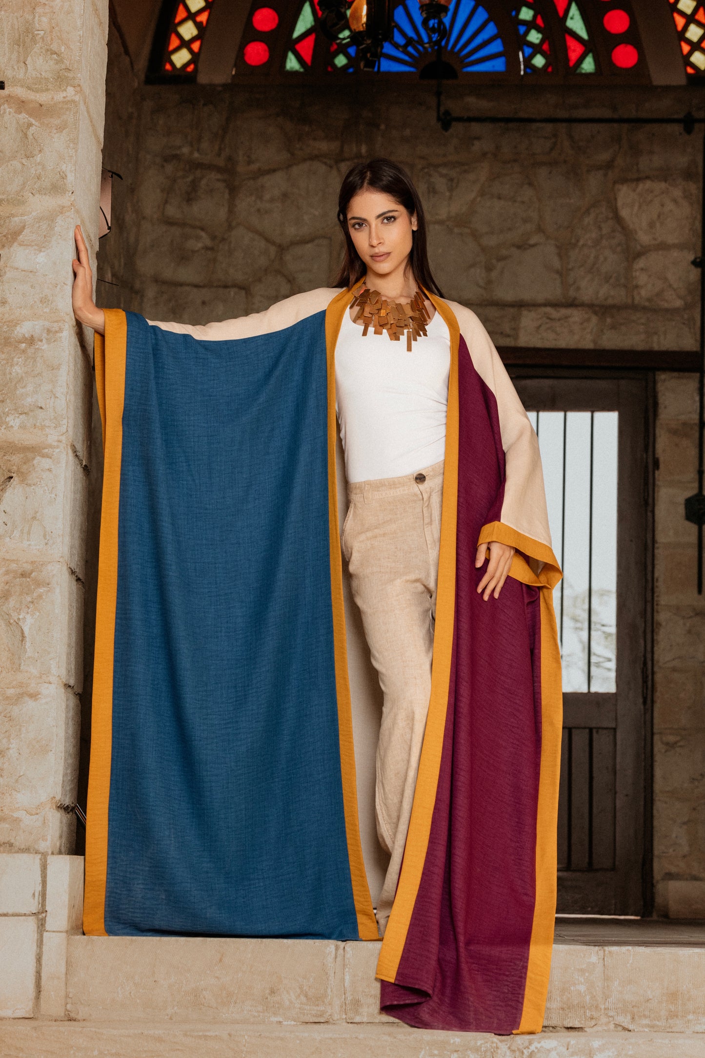 BLUExPURPLE COLORBLOCK KIMONO