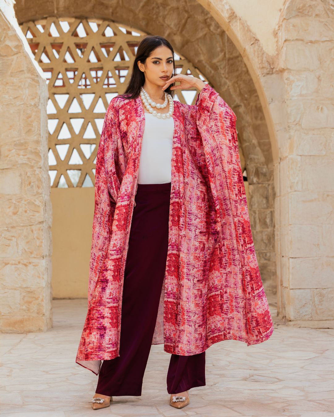 PINK PRINTED KAFTAN