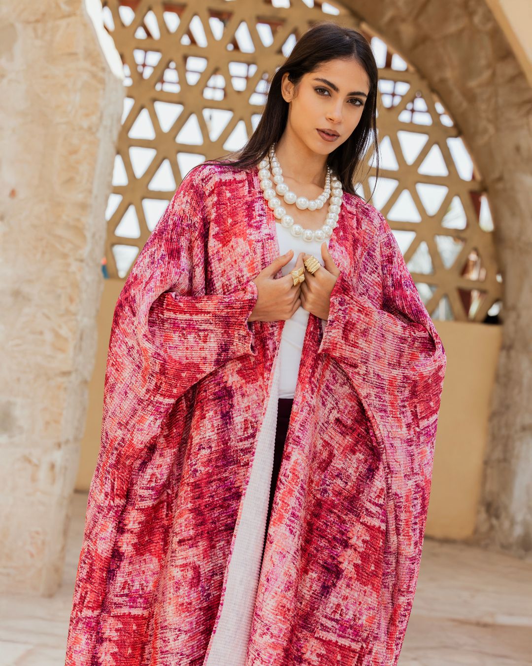 PINK PRINTED KAFTAN