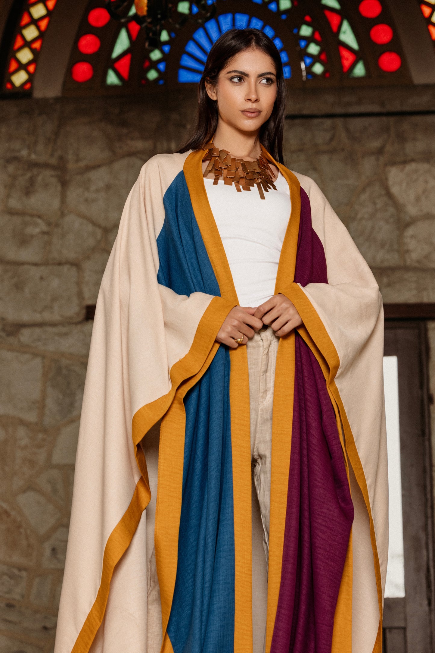 BLUExPURPLE COLORBLOCK KIMONO