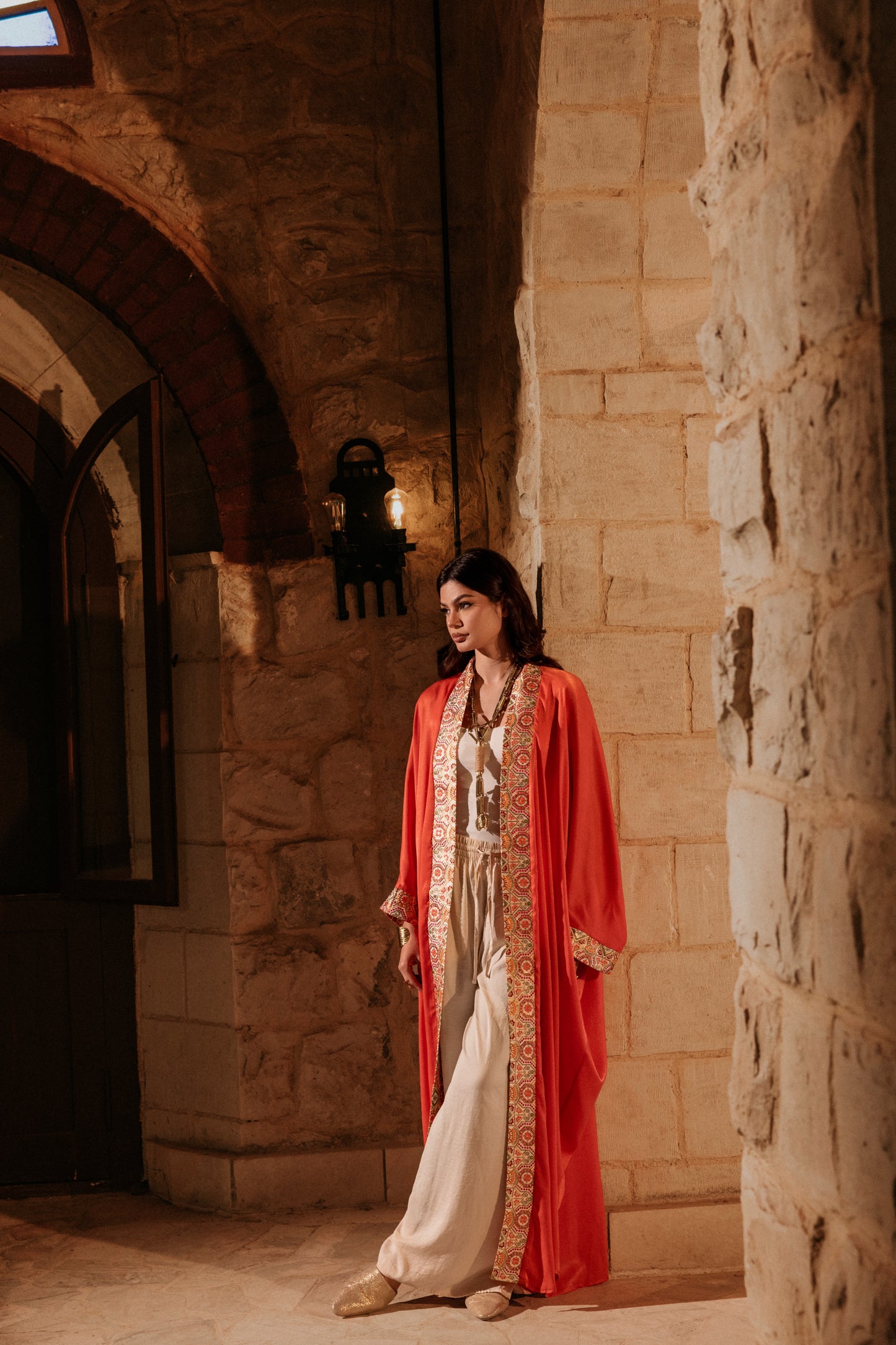 CORAL SHIMMER KAFTAN