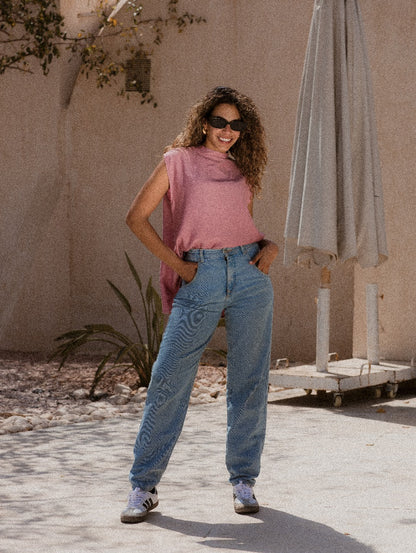 PINK LINEN SLEEVELESS BASIC