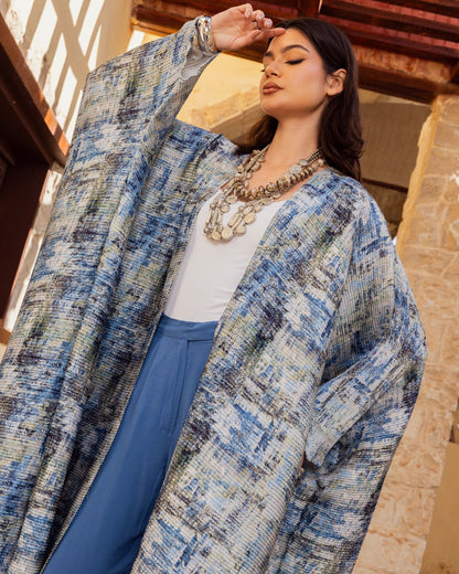 BABY BLUE PRINTED KAFTAN
