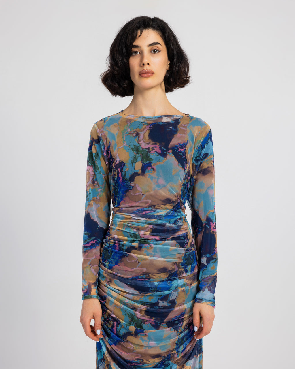 BLUE MARBLE TULLE DRESS