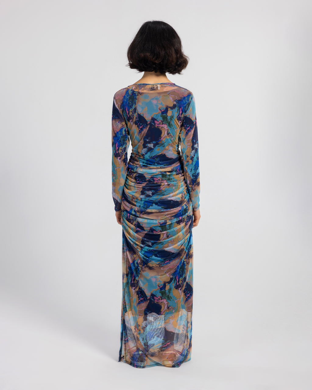 BLUE MARBLE TULLE DRESS