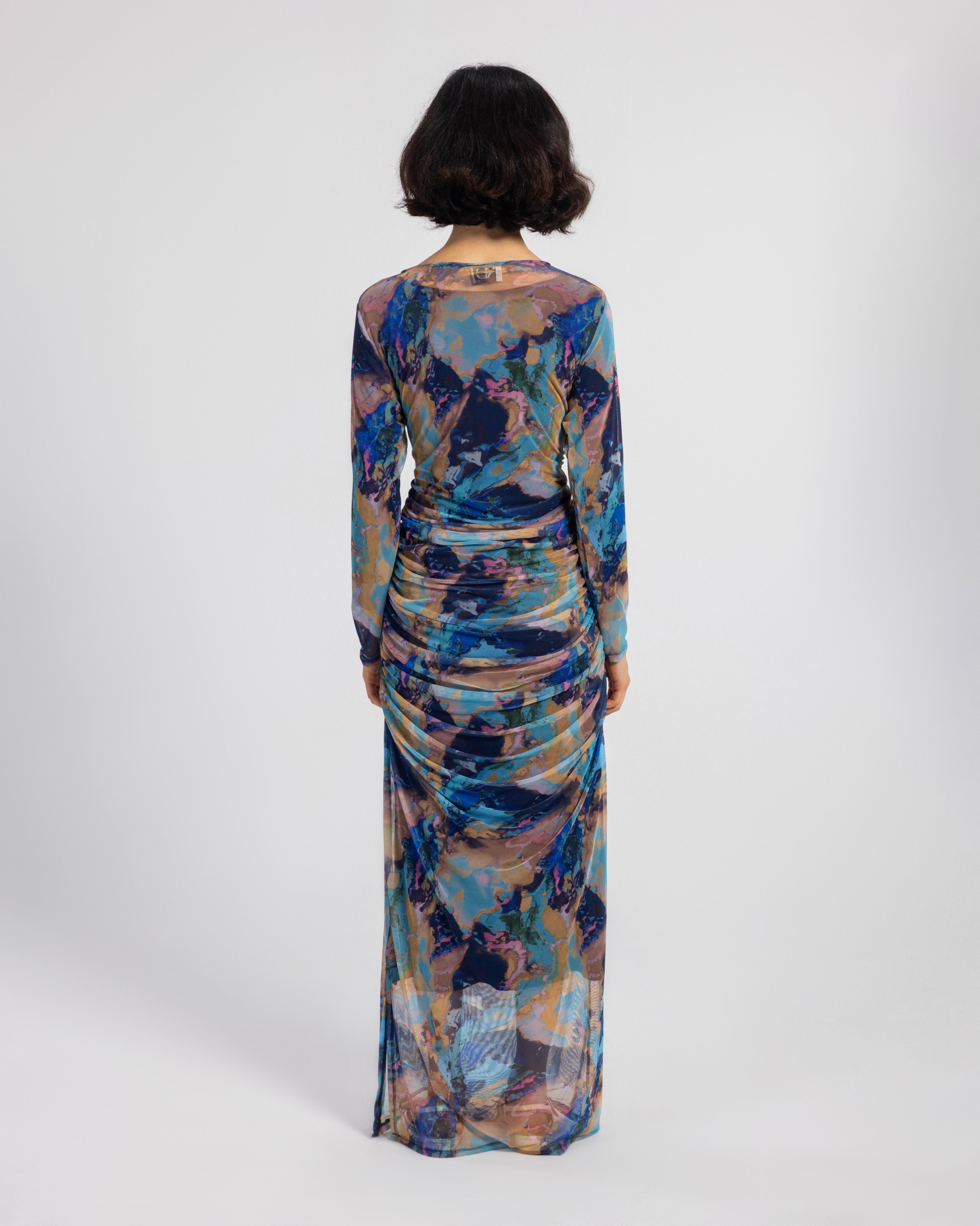 BLUE MARBLE TULLE DRESS