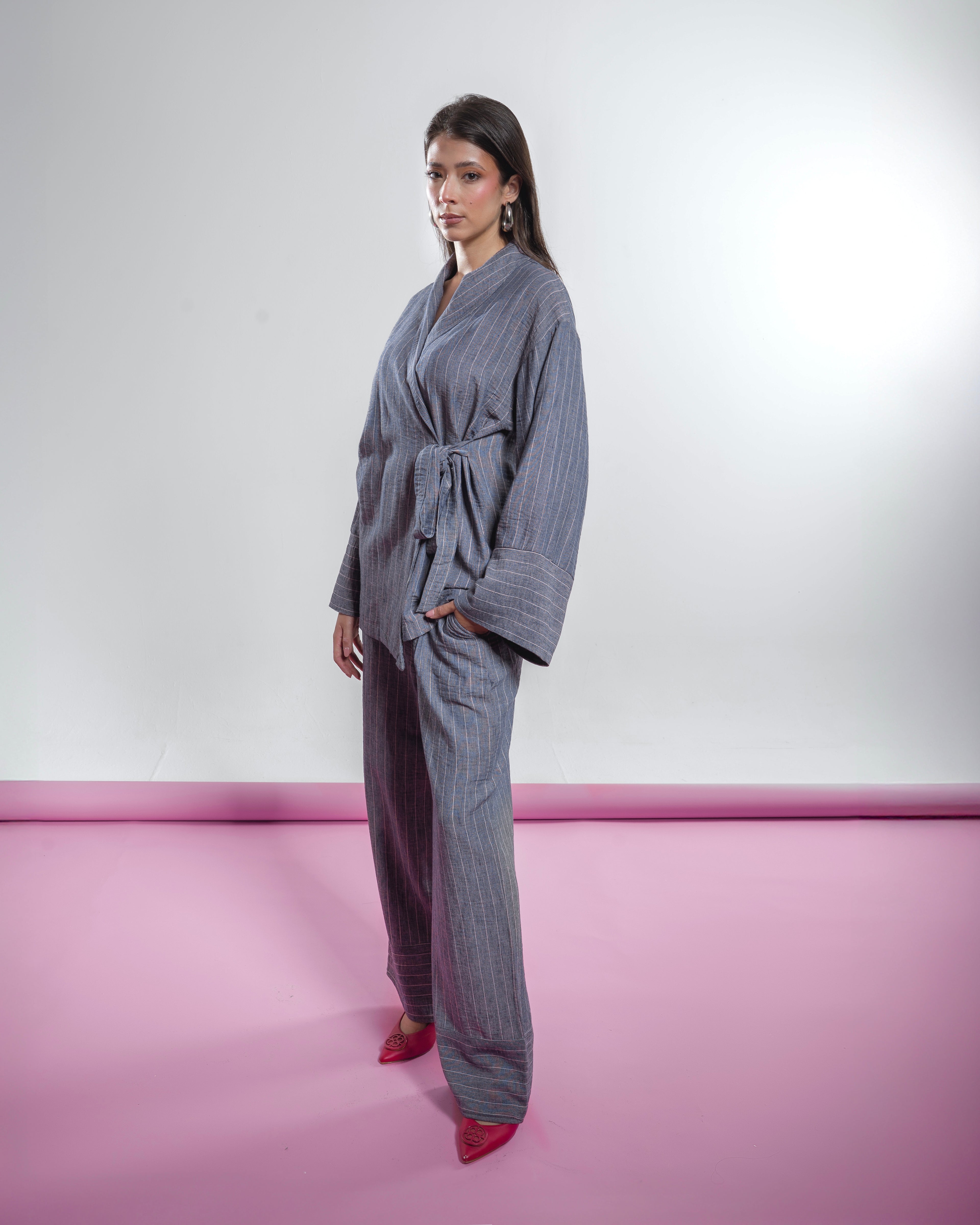 DENIM LINED LINEN PANTS