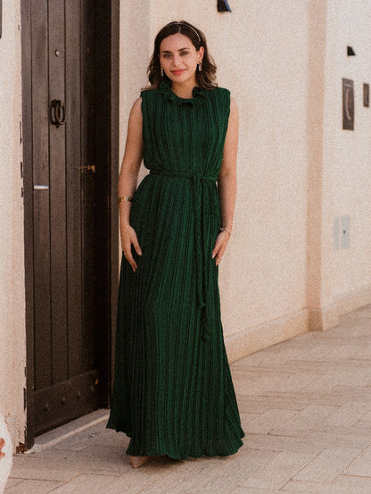 DARK GREEN PLISSE DRESS