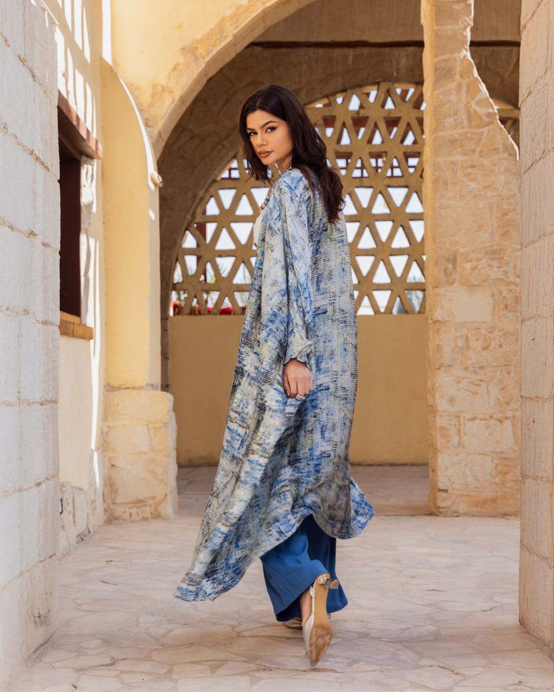 BABY BLUE PRINTED KAFTAN