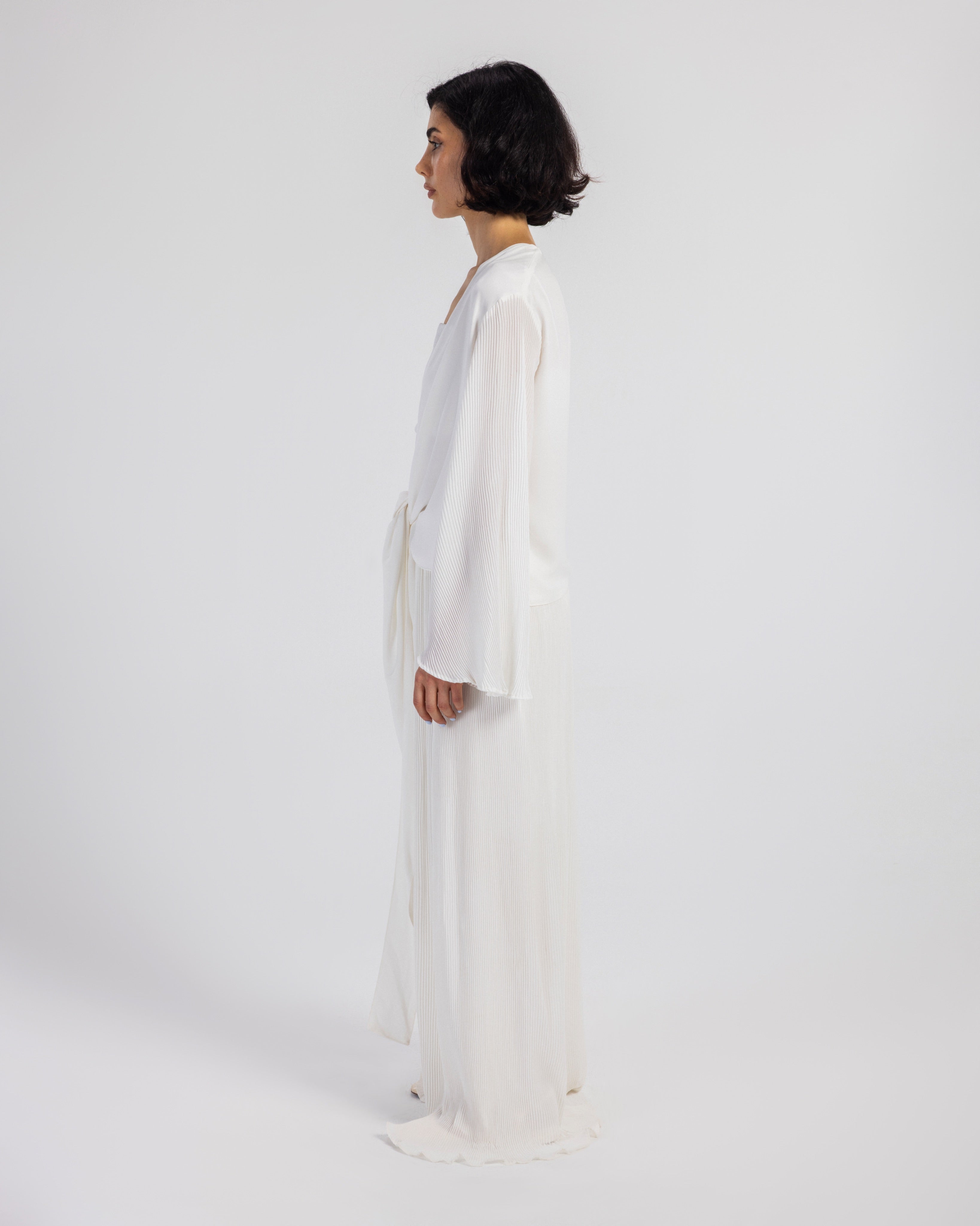 WHITE PLISSE PANTS