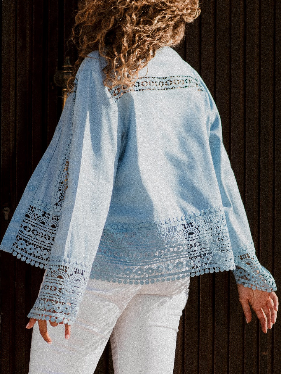 BABY BLUE EMBROIDERED LINEN SHIRT