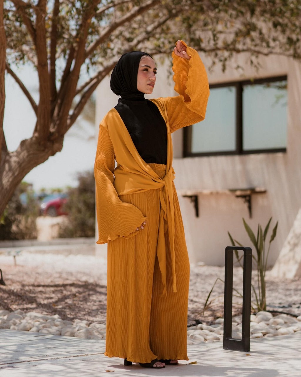 YELLOW PLISSE PANTS