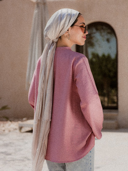 PINK LINEN LONG SLEEVE BASIC