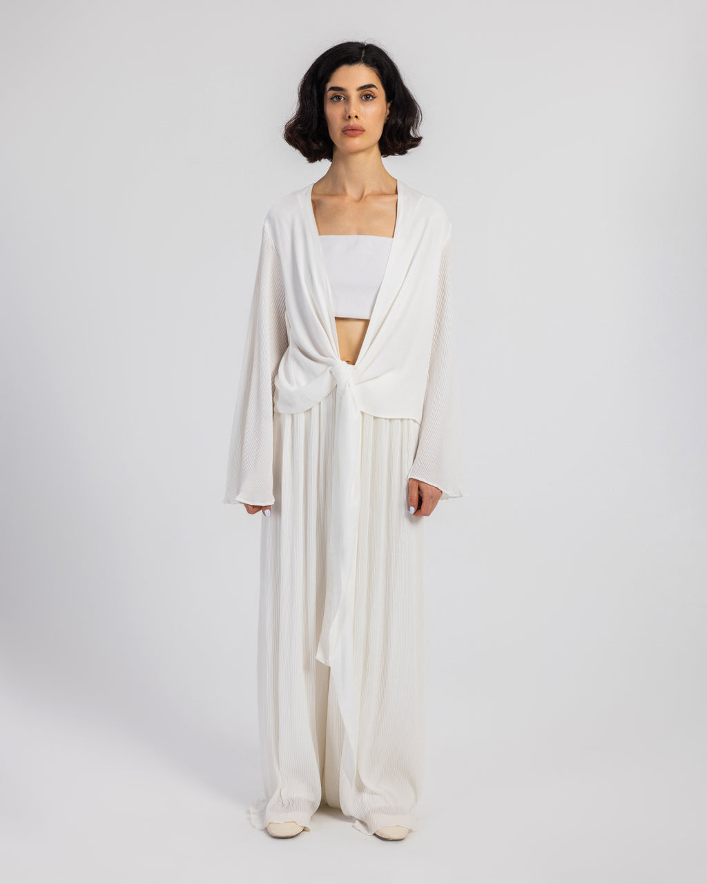 WHITE PLISSE SET