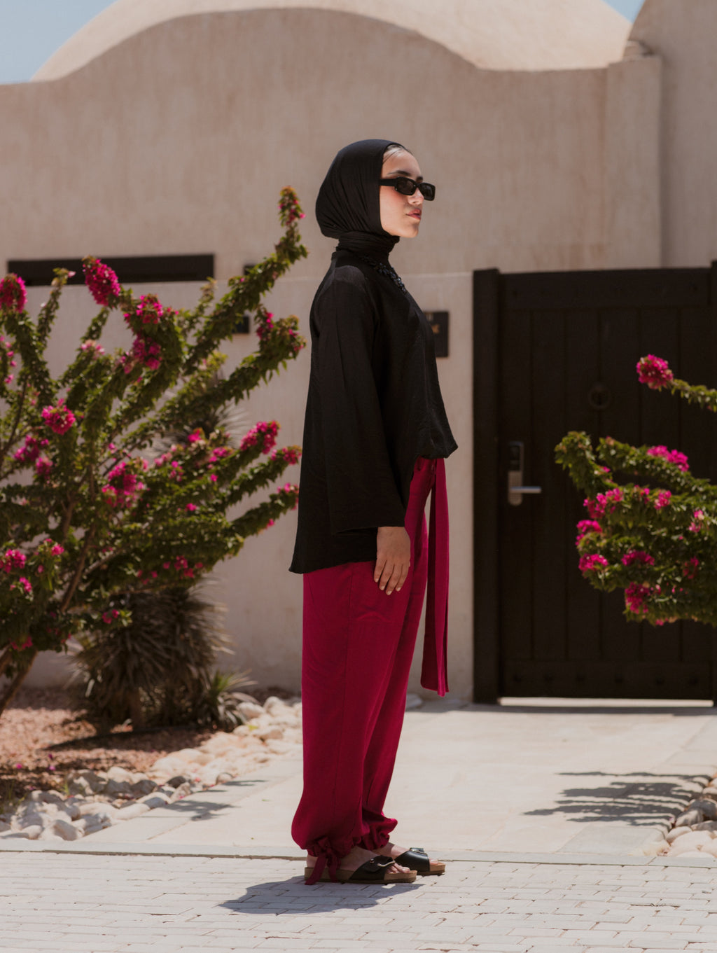 FUCHSIA SOFT LINEN BALOON PANTS