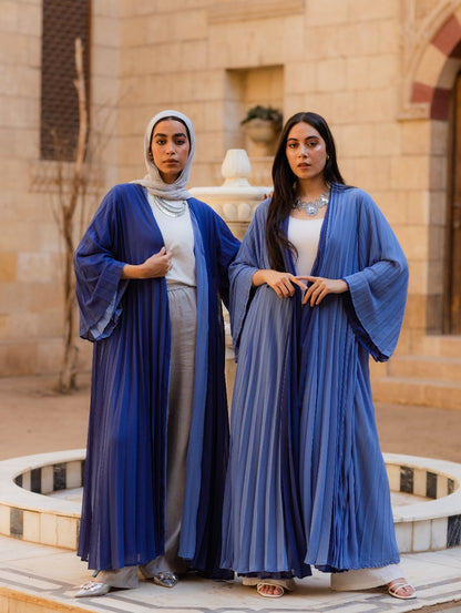 LIGHT BLUE/DARK BLUE DOUBLE SIDED PLISSE ABAYA