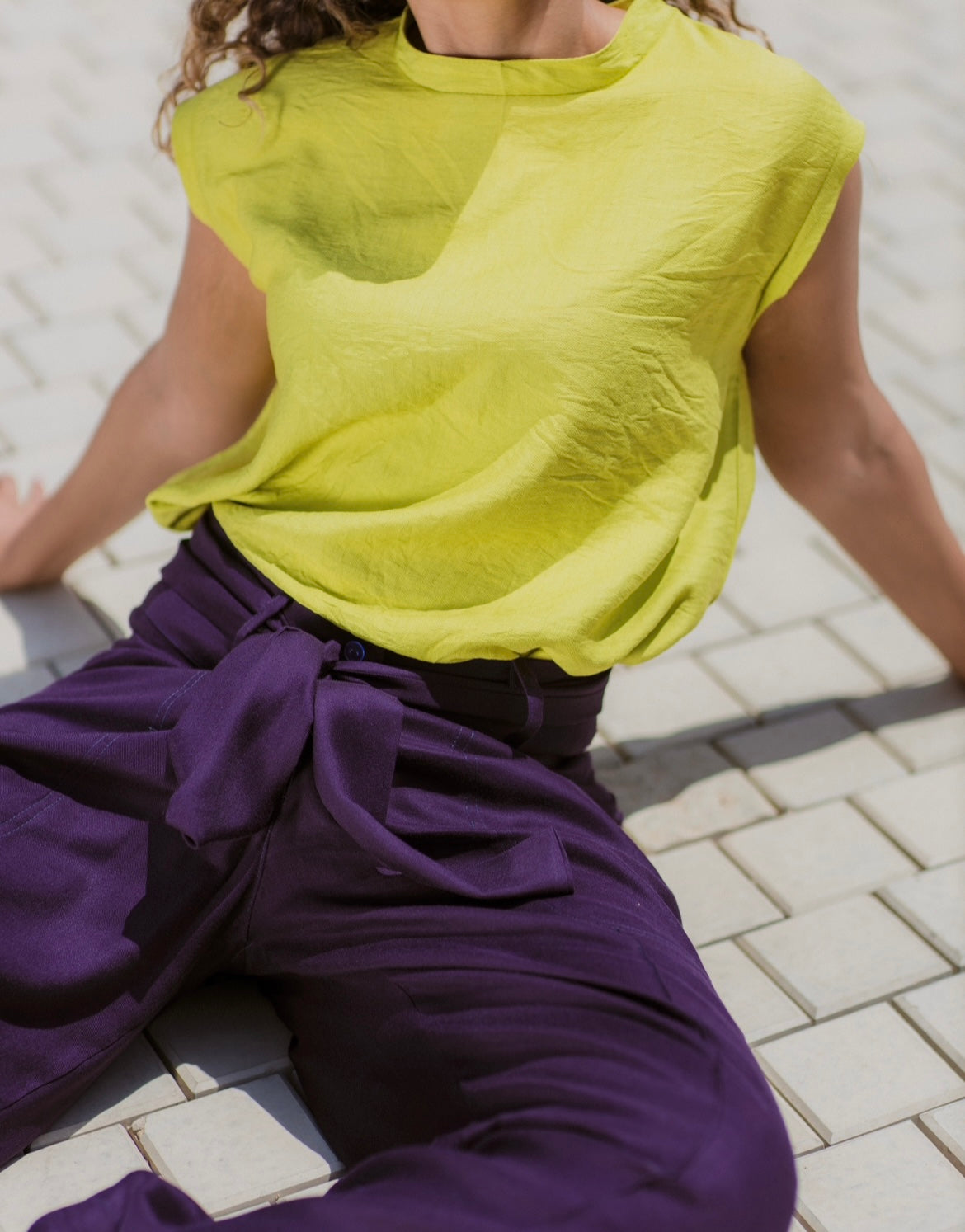 PURPLE SOFT LINEN BAGGY PANTS