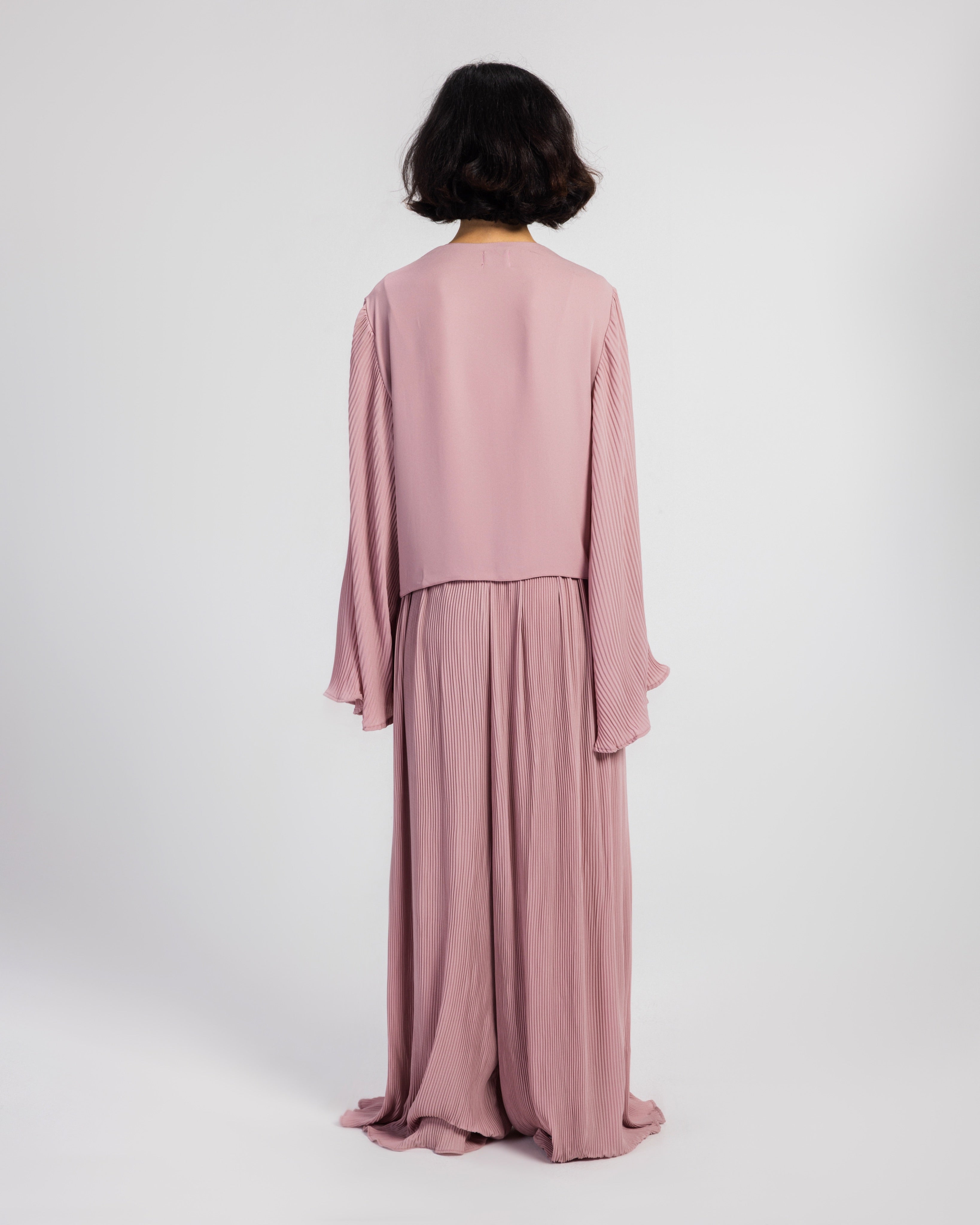 PINK PLISSE WRAP BLOUSE