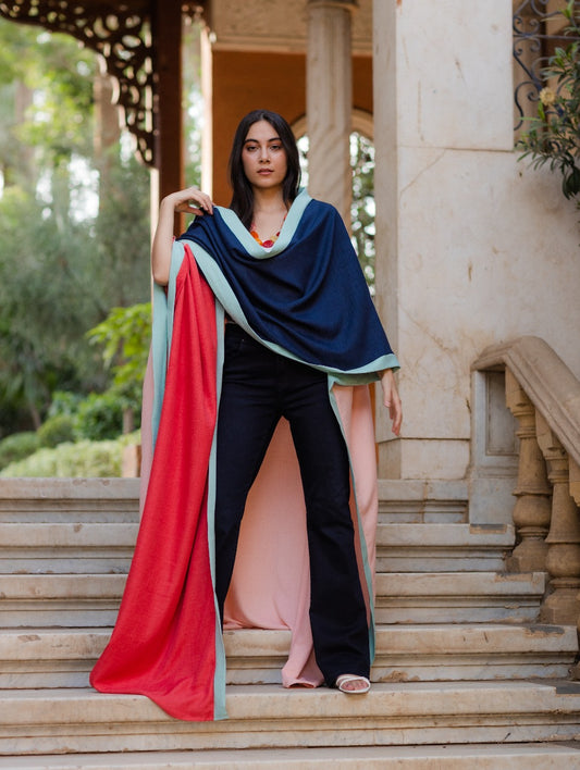 CORALxNAVY COLORBLOCK KIMONO