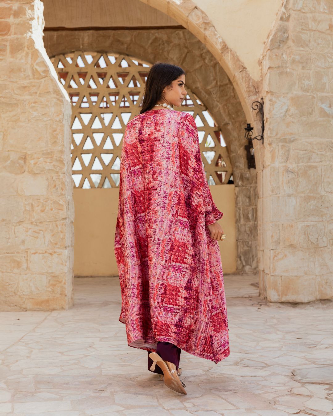 PINK PRINTED KAFTAN