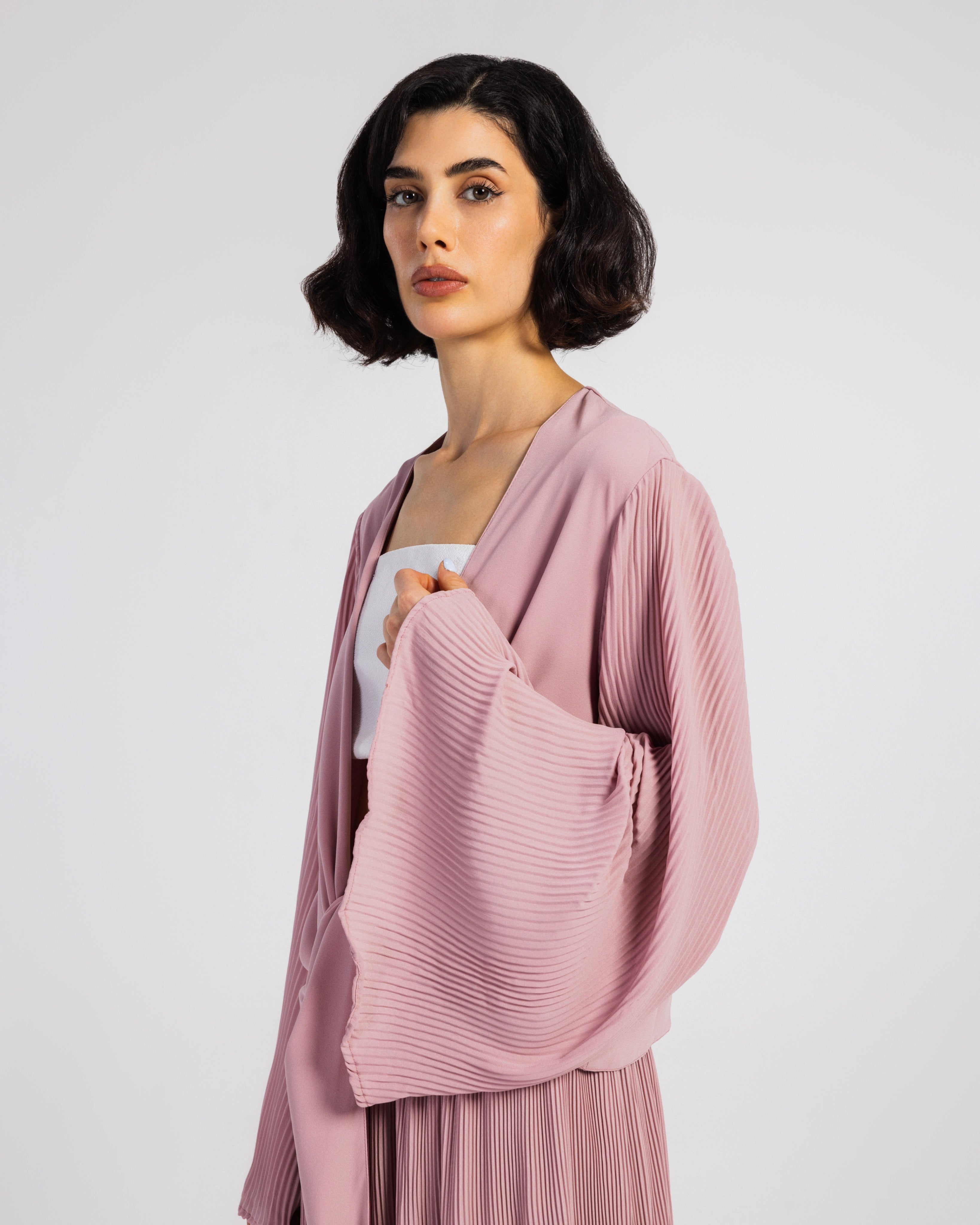 PINK PLISSE WRAP BLOUSE