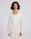 WHITE PLISSE WRAP BLOUSE