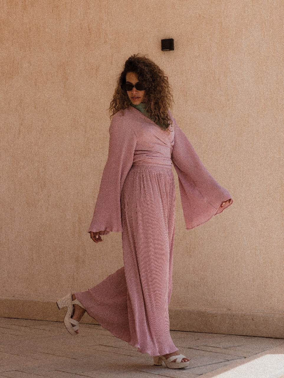 PINK PLISSE PANTS