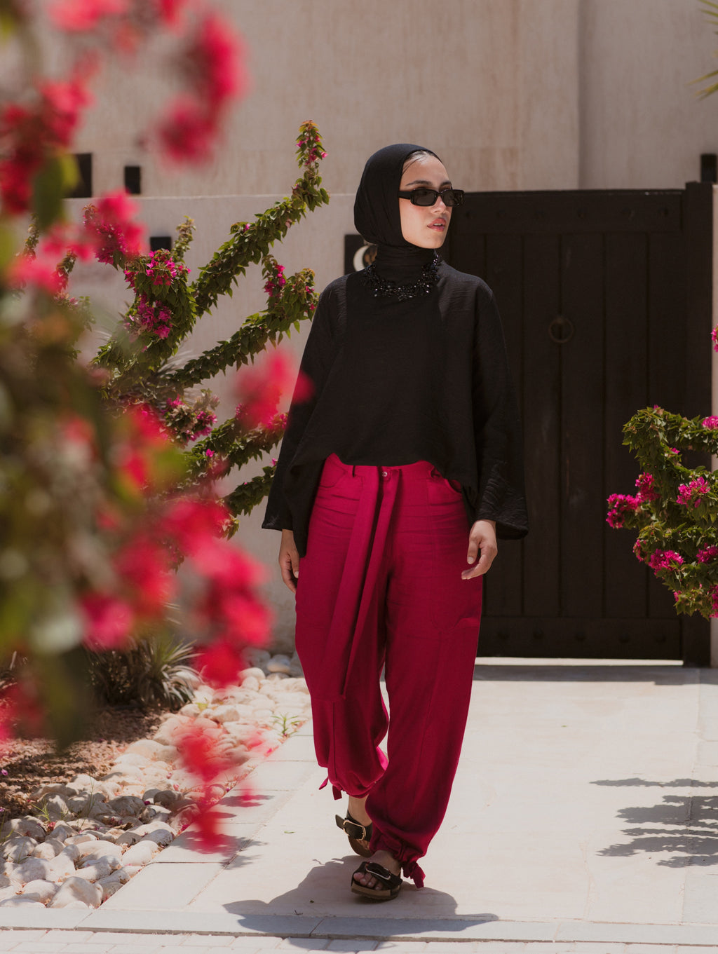 FUCHSIA SOFT LINEN BALOON PANTS