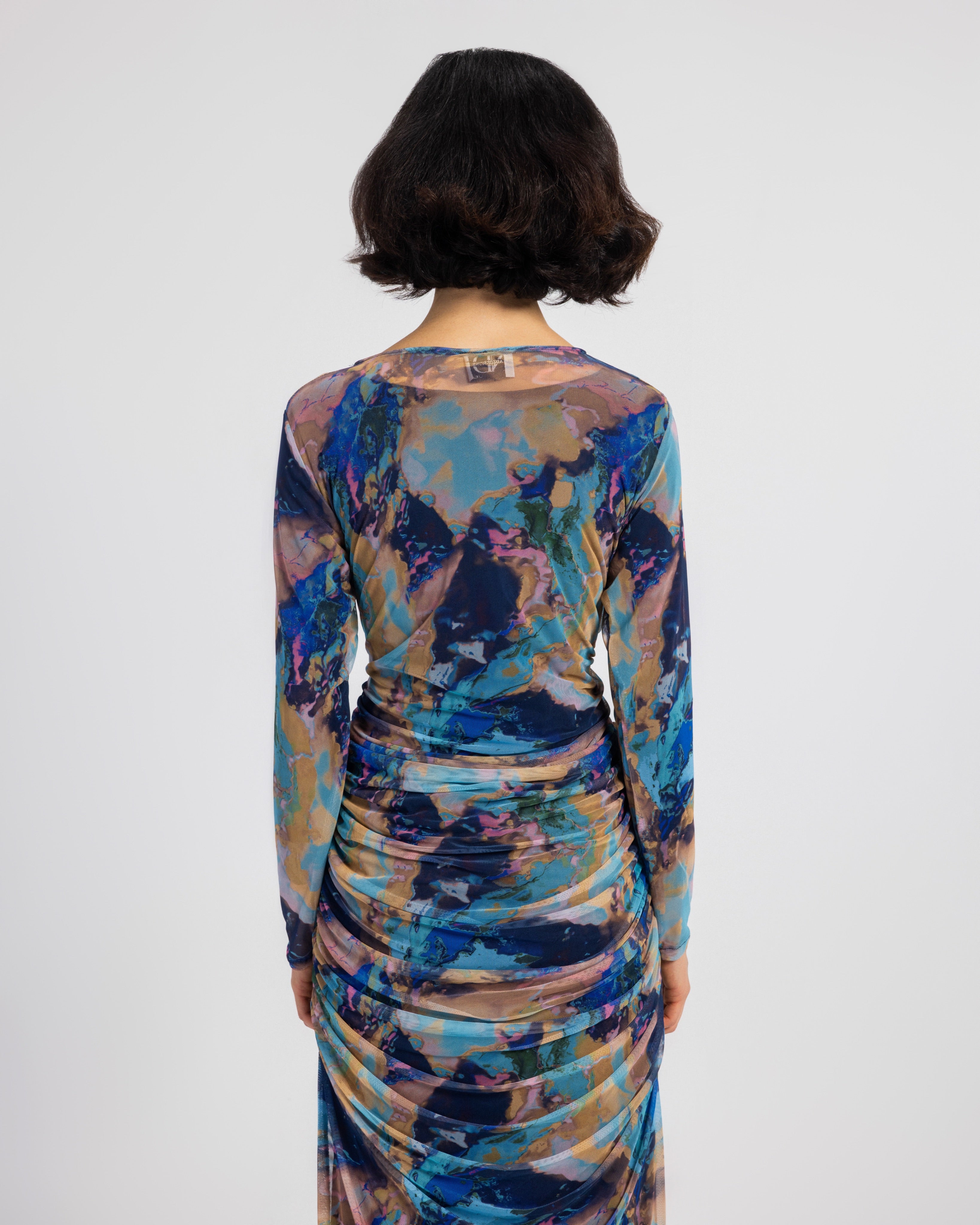 BLUE MARBLE TULLE DRESS
