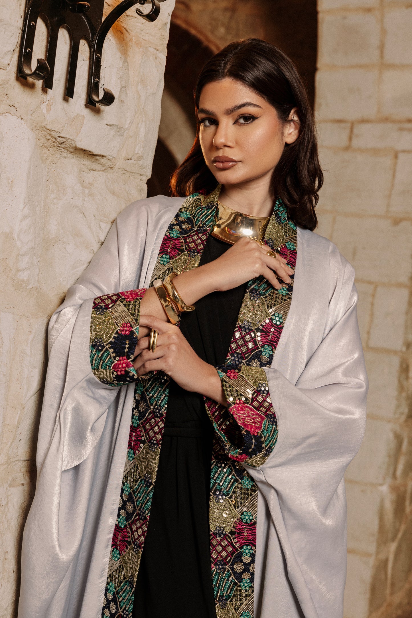 GREY SHIMMER KAFTAN
