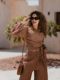CAMEL PLISSE KORESHA BLOUSE