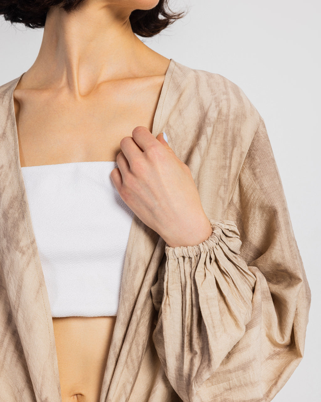 BEIGE TIGER LINEN BLOUSE