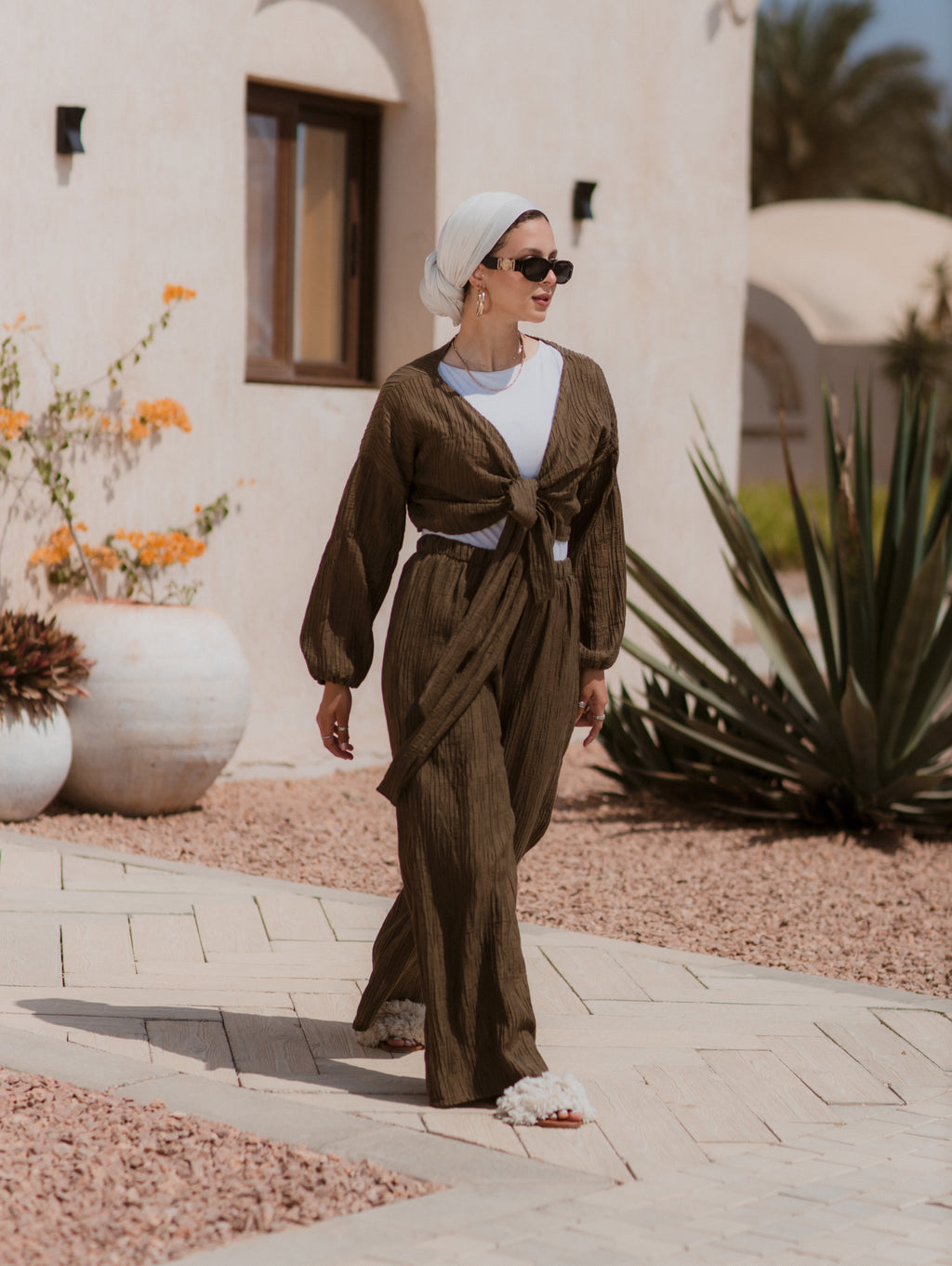 OLIVE GREEN PLISSE KORESHA SET