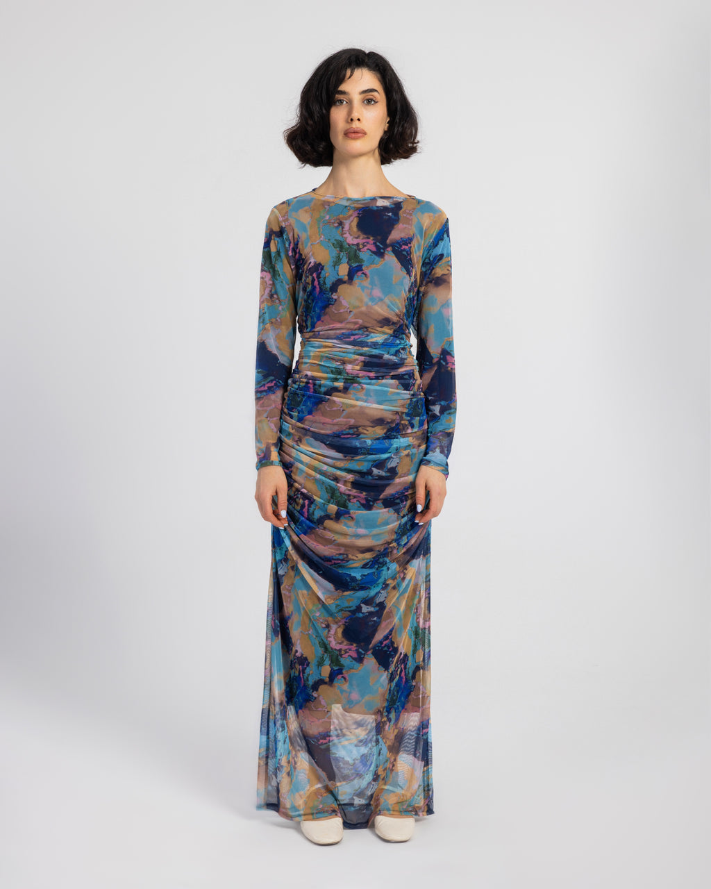 BLUE MARBLE TULLE DRESS