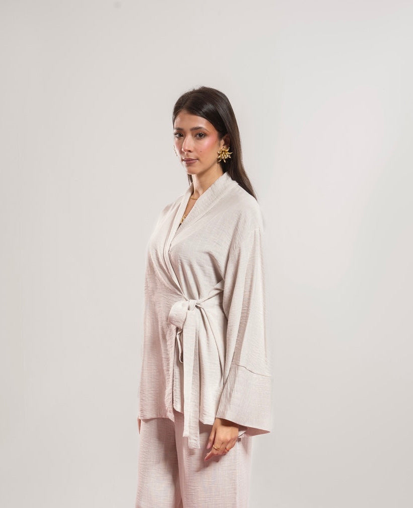 OFF WHITE LINED LINEN SET