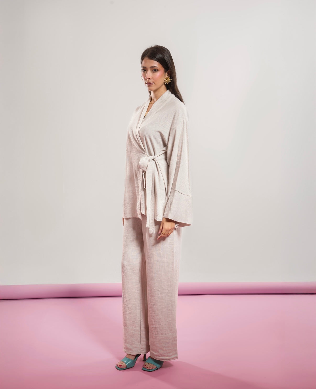 OFF WHITE LINED LINEN SET