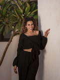 BLACK PLISSE KORESHA BLOUSE