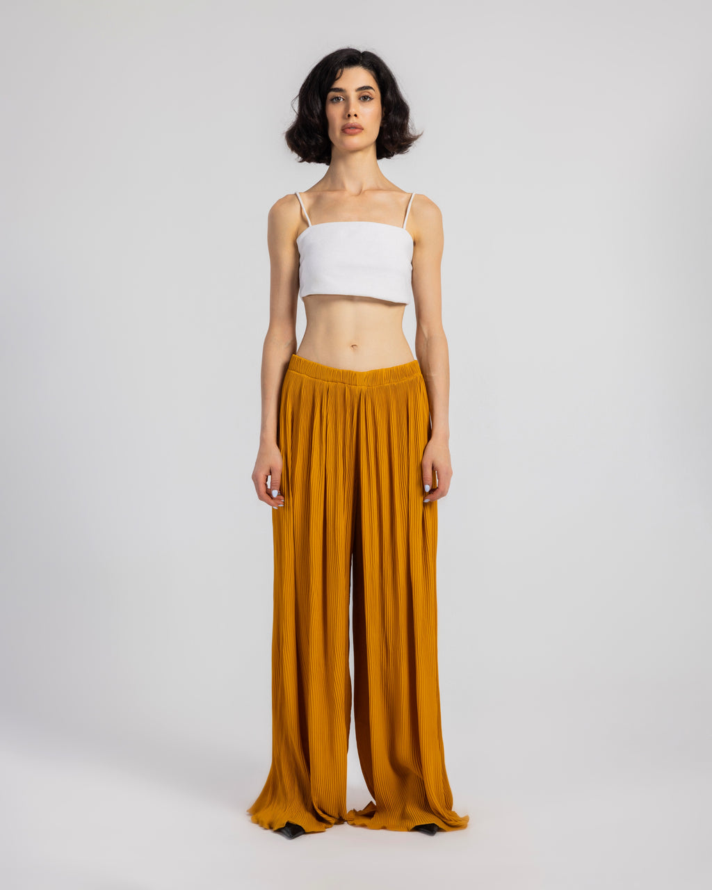 YELLOW PLISSE PANTS