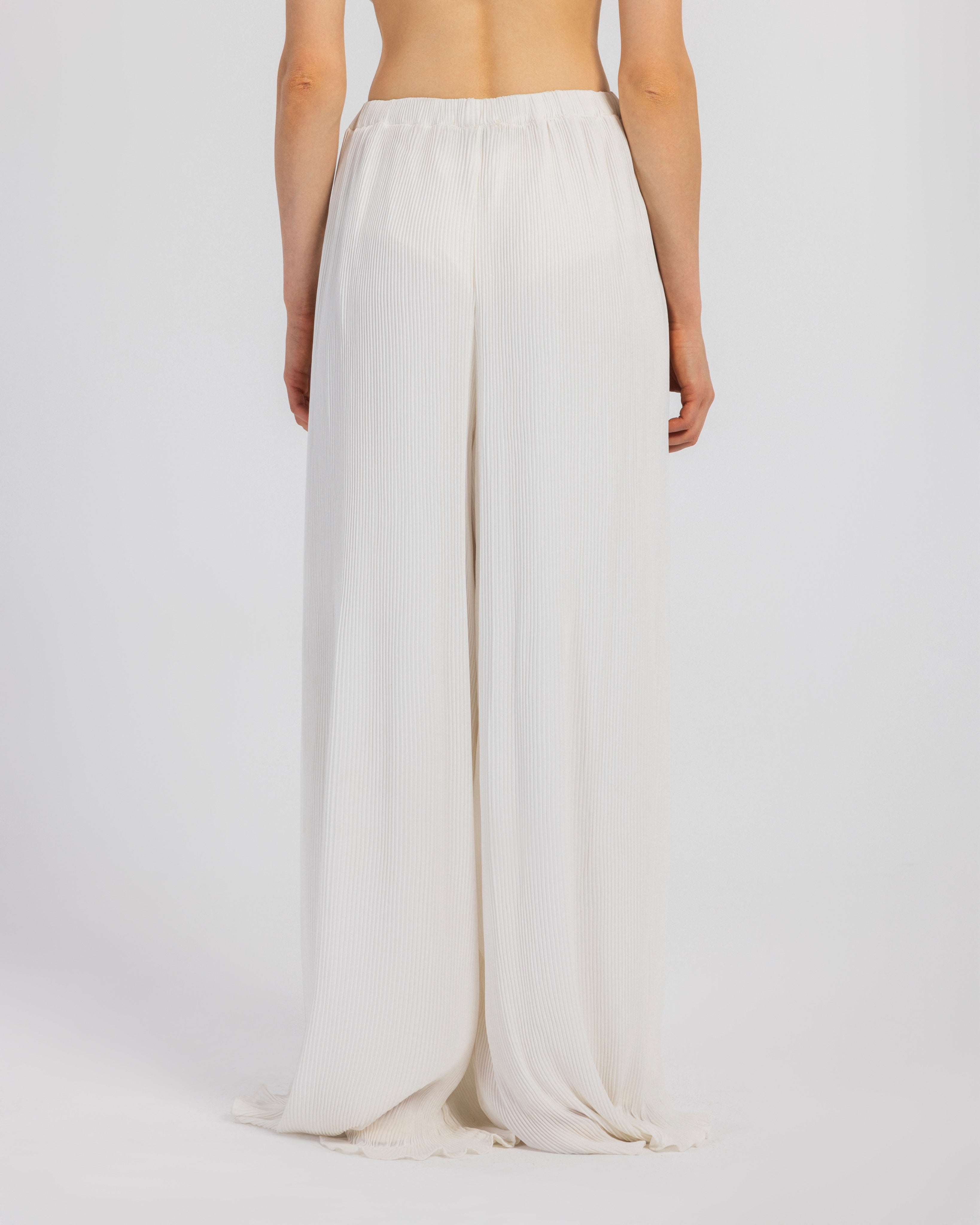 WHITE PLISSE PANTS