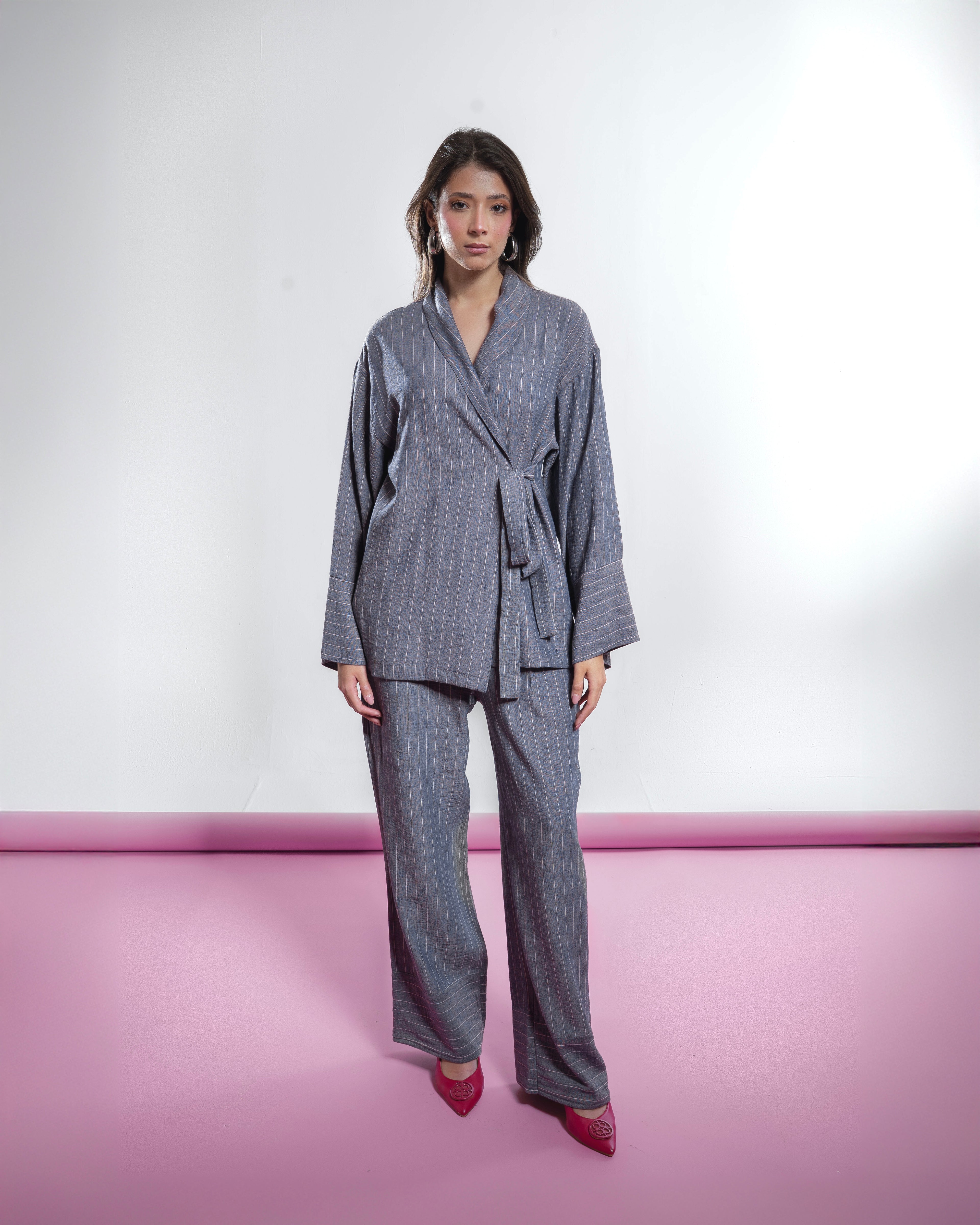 DENIM LINED LINEN PANTS