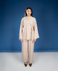 BEIGE LINED LINEN SET