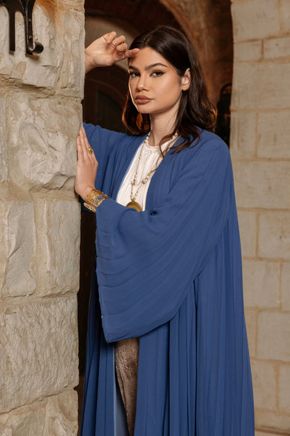LIGHT BLUE/DARK BLUE DOUBLE SIDED PLISSE ABAYA