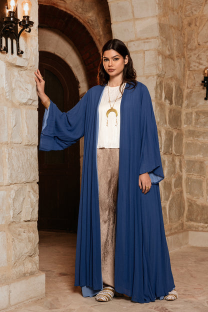 LIGHT BLUE/DARK BLUE DOUBLE SIDED PLISSE ABAYA