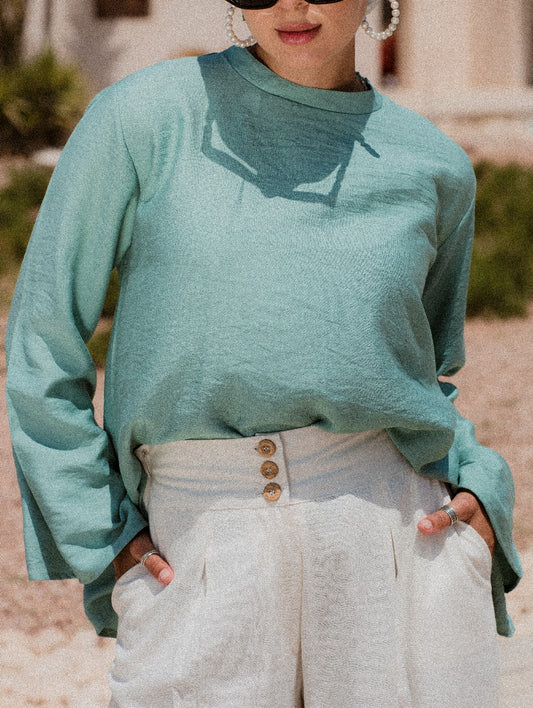 MINT LINEN LONG SLEEVE BASIC