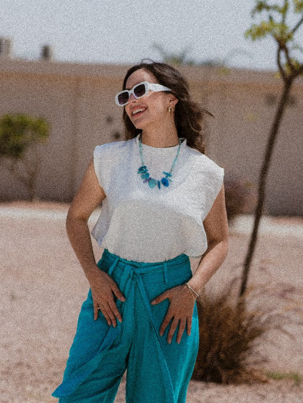 WHITE LINEN SLEEVELESS BASIC