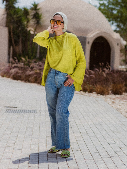 LIME LINEN LONG SLEEVE BASIC