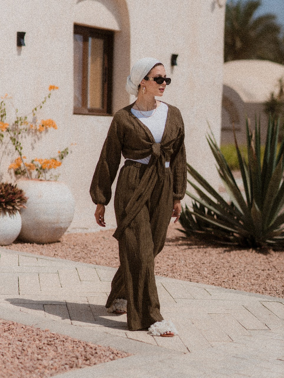 OLIVE GREEN PLISSE KORESHA SET
